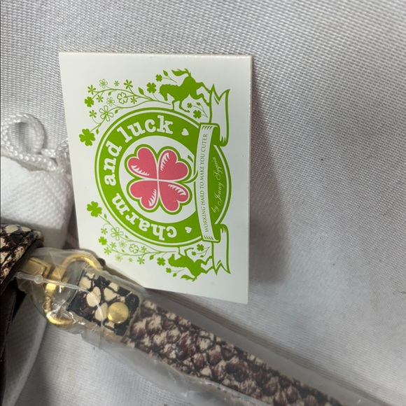 Charm and Luck Snakeskin and Brown and gold belt Clutch purse and dust bag - Picture 3 of 9